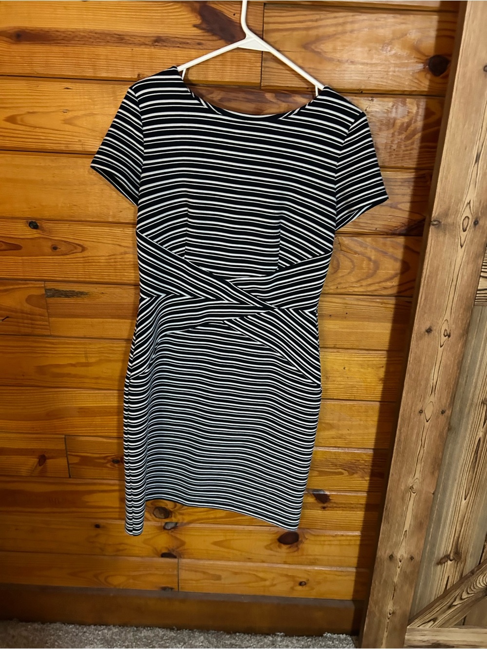 Alyx Black and White Striped Midi Dress